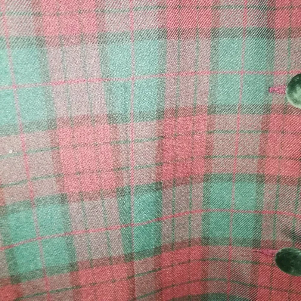 Vintage Holiday Plaid Tartan Red & Green Preppy Simple Breasted Velvet Blazer L - Picture 6 of 15